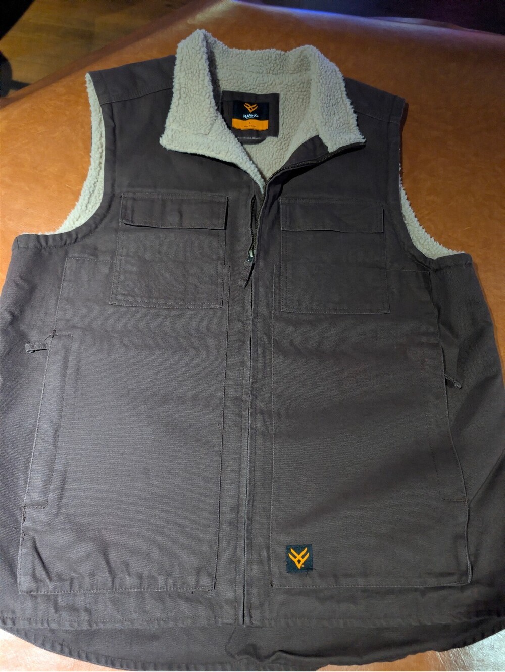 Hawx Work Gear Brown Sherpa Lined Vest Jacket